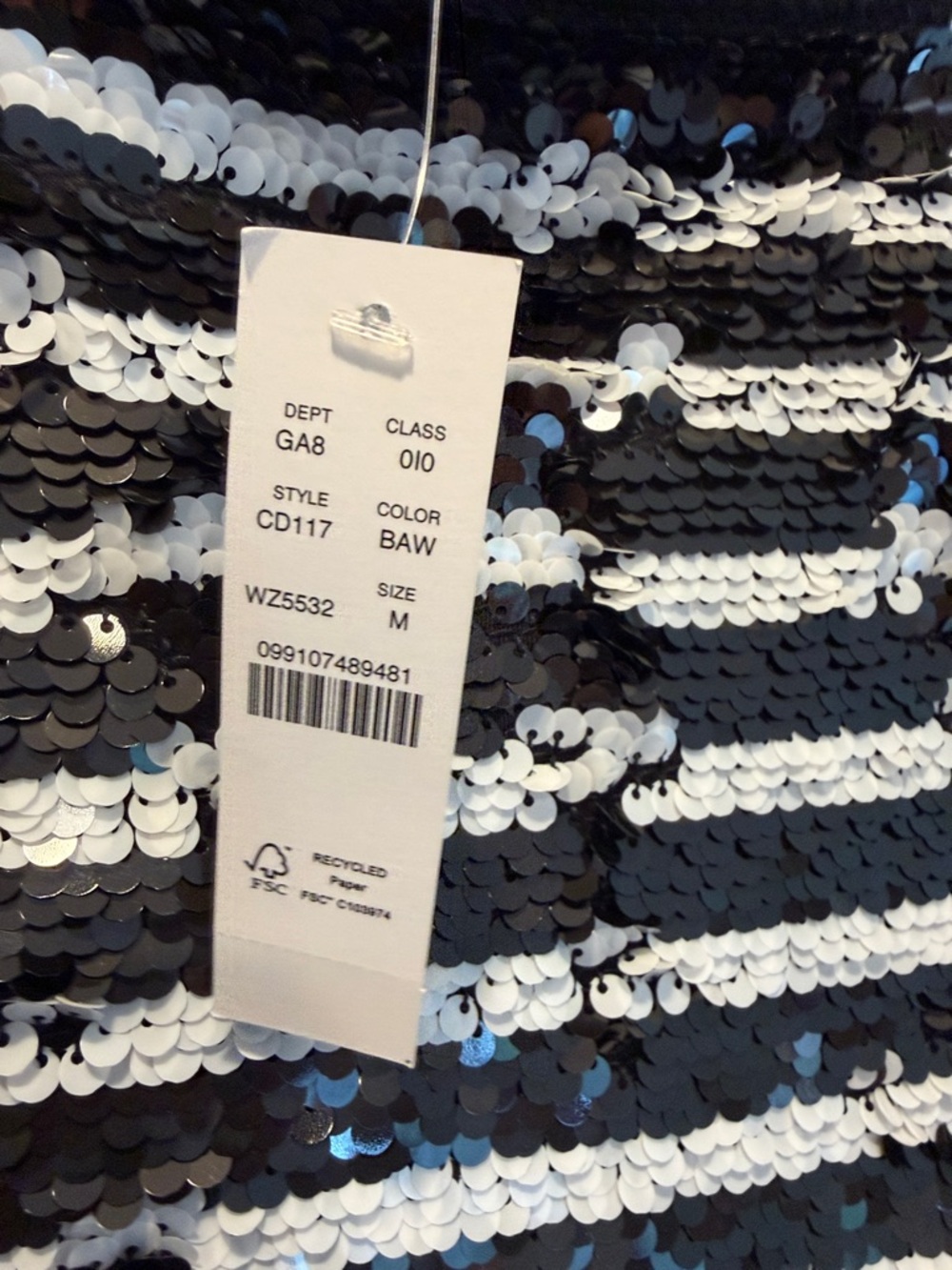 J. Crew Sequin Embellished Striped Tee NWT M - Picture 5 of 6
